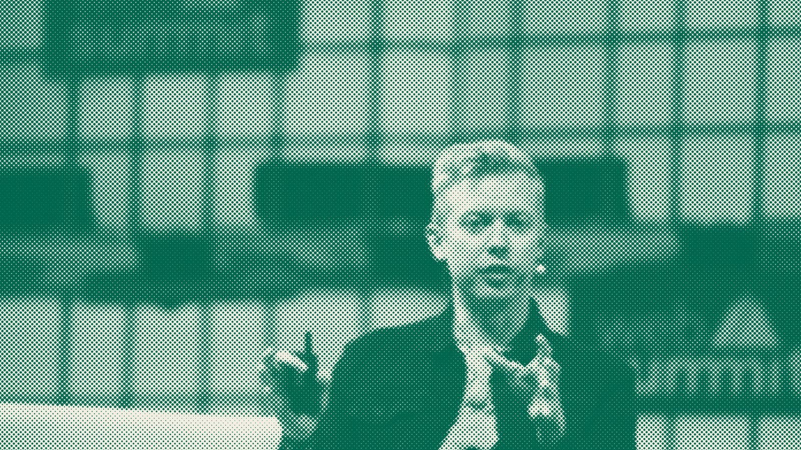 Halftone photo of Reddit chief executive Steve Huffman speaking on stage